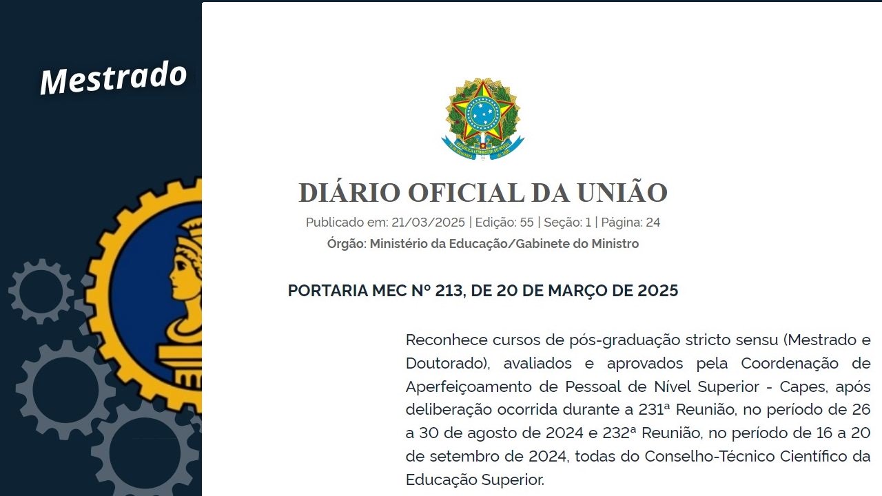Portaria MEC reconhece novo PPGEC/UFAM